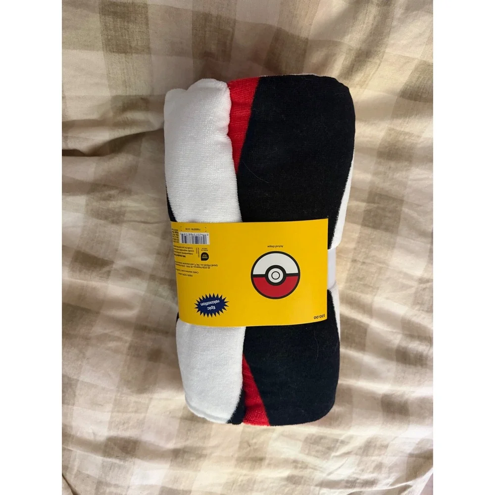 NWT Target x Pokemon PokeBall Ultimate BeachTowel 60 Inch Round Red White Black